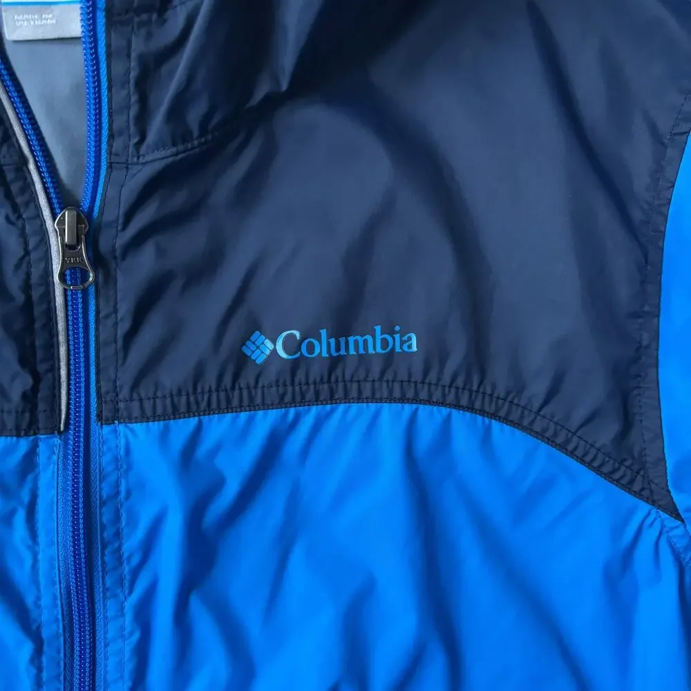 Blue Navy XL Windbreaker Jacket Full Zip Colorblock Athletic Hooded Sportswear